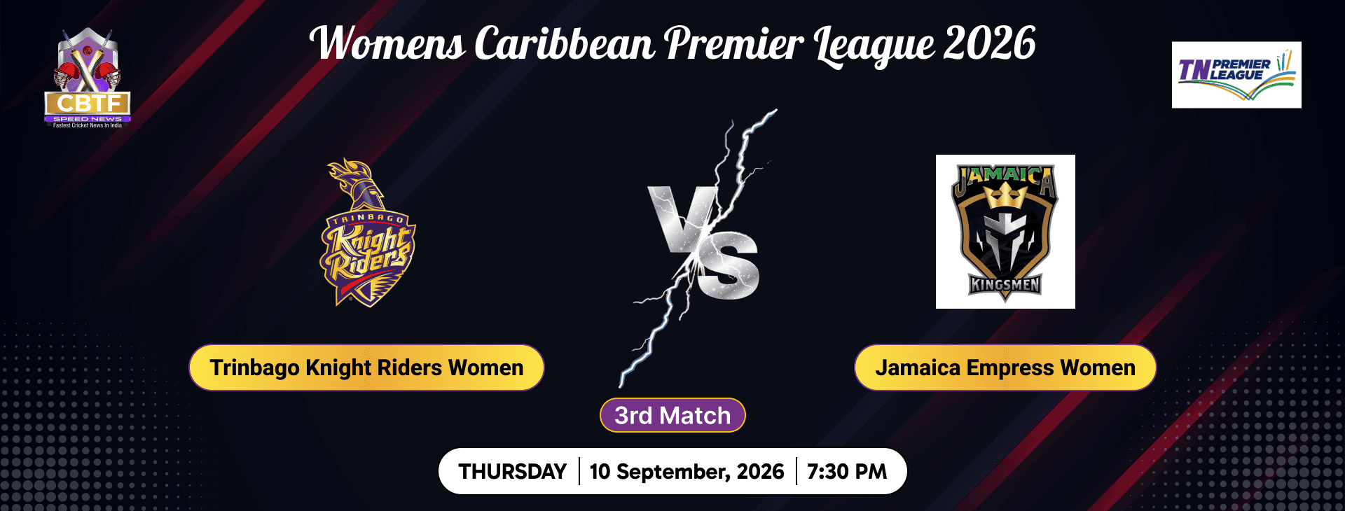 Womens Caribbean Premier League 2026, Trinbago Knight Riders Women vs Jamaica Empress Women, 3rd Match, Trinbago Knight Riders Women Won By 9 Wickets