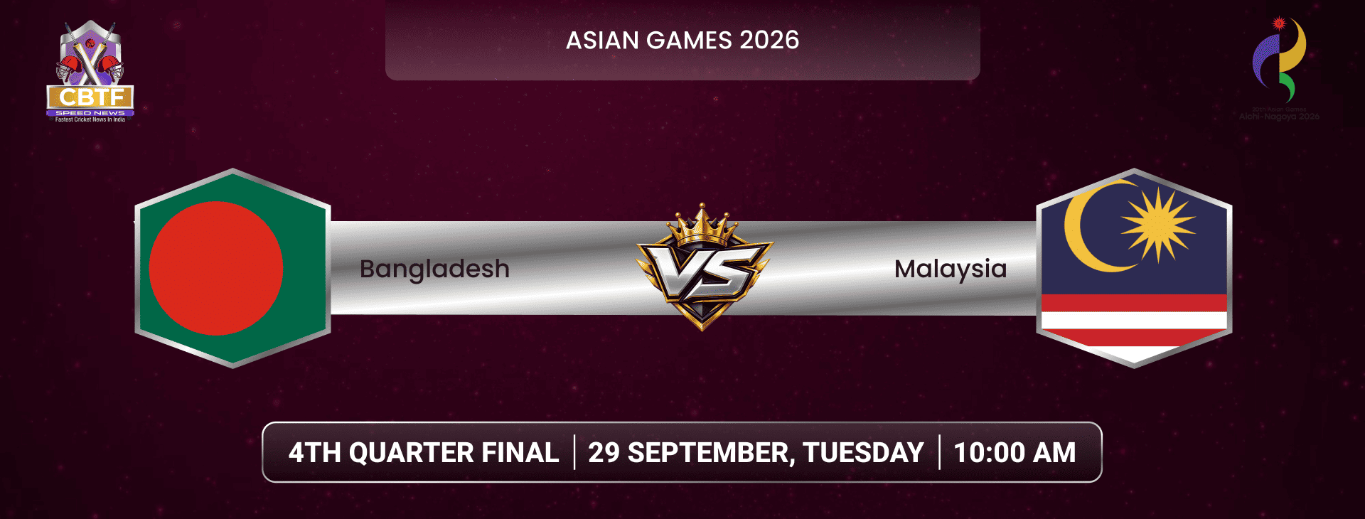 Asian Games 2026, Bangladesh vs Malaysia, 4th Quarter-Final, Match Abandoned Without a Ball Bowled