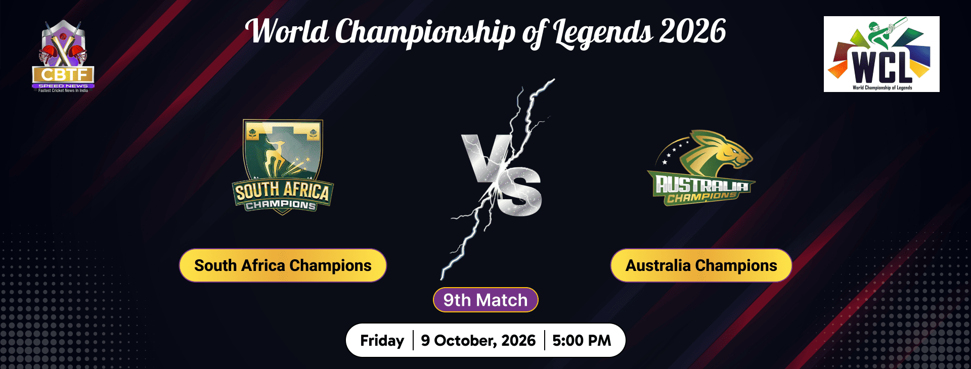 World Championship of Legends 2026, Australia Champions vs South Africa Champions, 9th Match, South Africa Champions Won By 8 Wickets