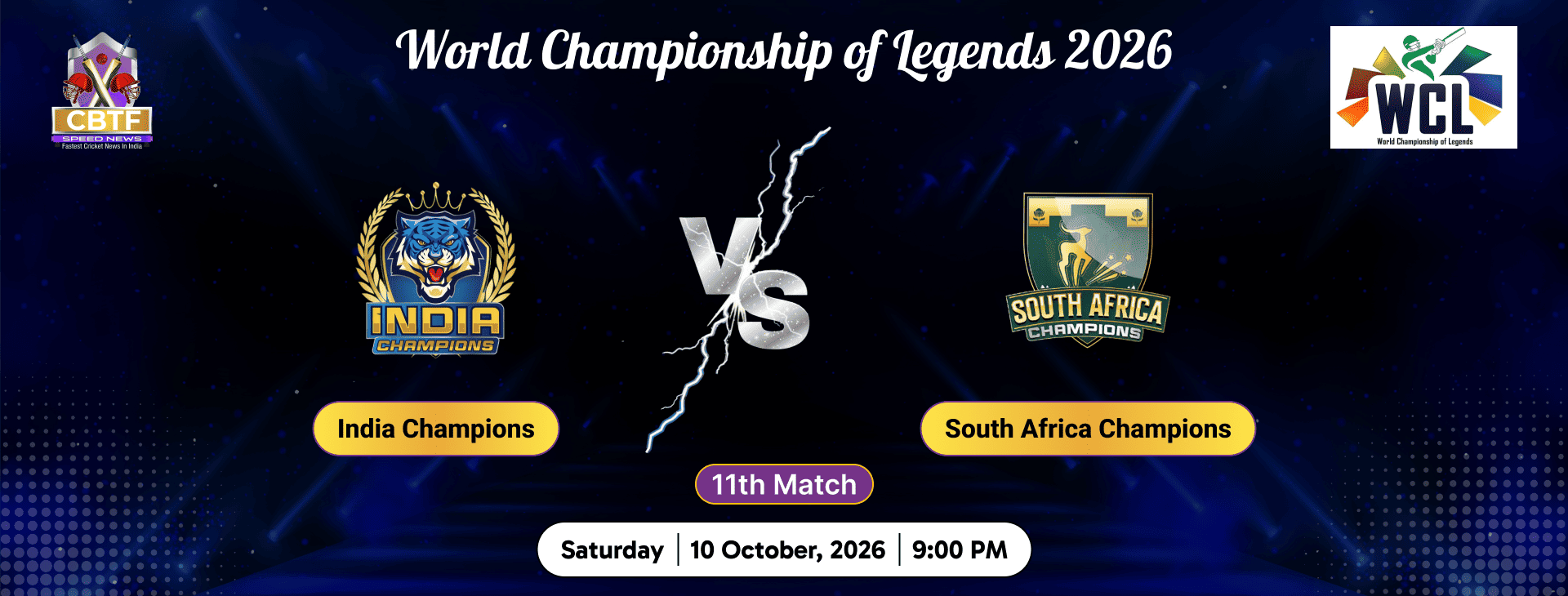 World Championship of Legends 2026, India Champions vs South Africa Champions, 11th Match, South Africa Champions Won By 4 Wickets